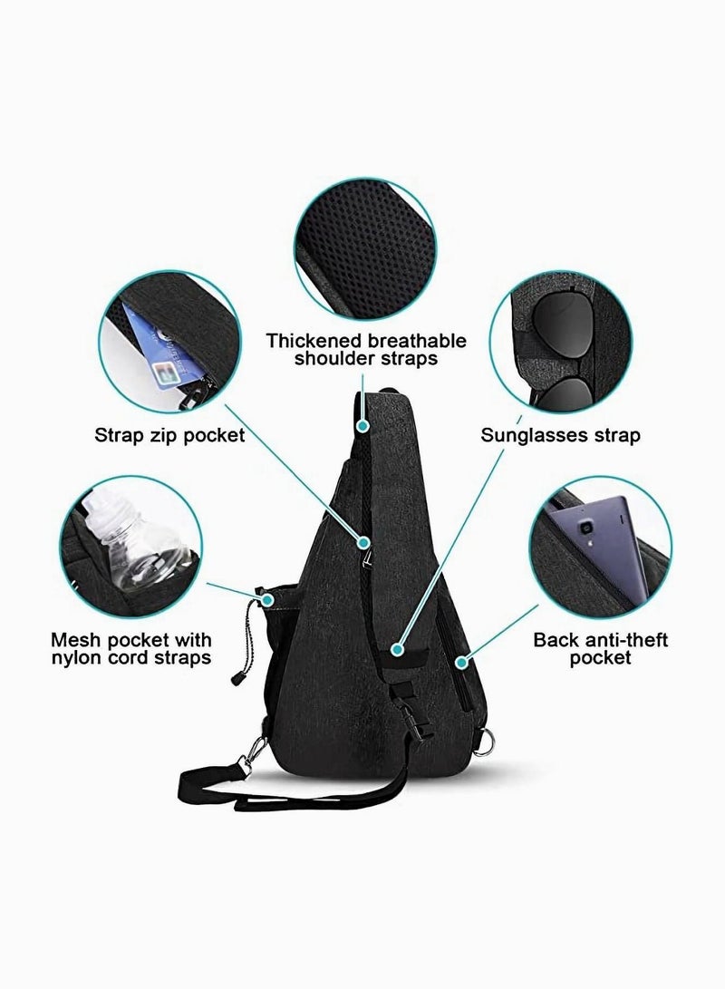 Crossbody Shoulder Bag, SYOSI Casual Retro Backpack, Couple Chest Bag for Travel, Water Resistant Hiking Daypack Men Women