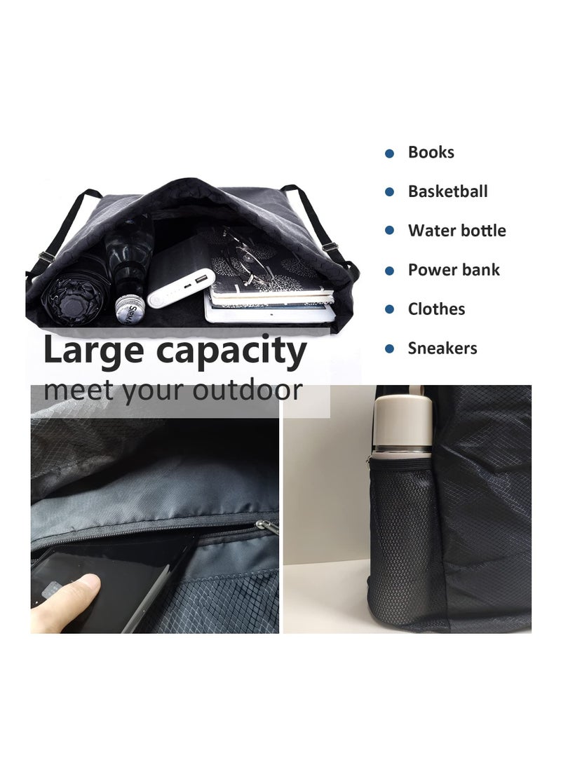 Sports Gym Bag, Drawstring Waterproof Bags,Oxford fabric Backpack Bags for men and women, School Beach Holidays Swimming Trave, 40*48cm