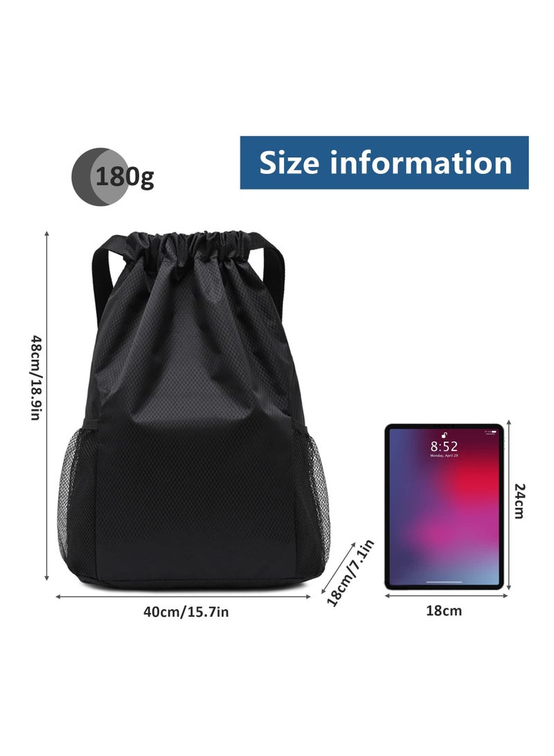 Sports Gym Bag, Drawstring Waterproof Bags,Oxford fabric Backpack Bags for men and women, School Beach Holidays Swimming Trave, 40*48cm