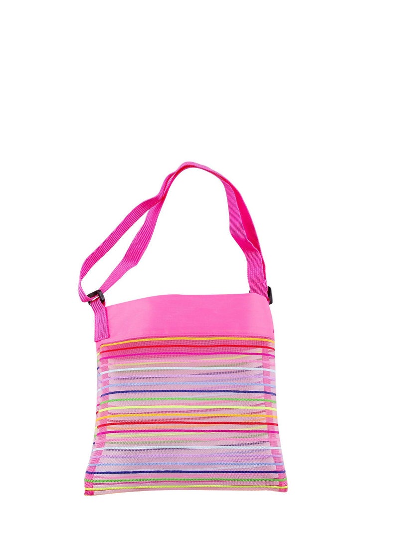 5pcs Beach Tote Bag Beach Toy Storage Bag Beach Shell Bag Kids Beach Bag Mesh Pool Bag Rainbow Mesh Storage Toy Backpack