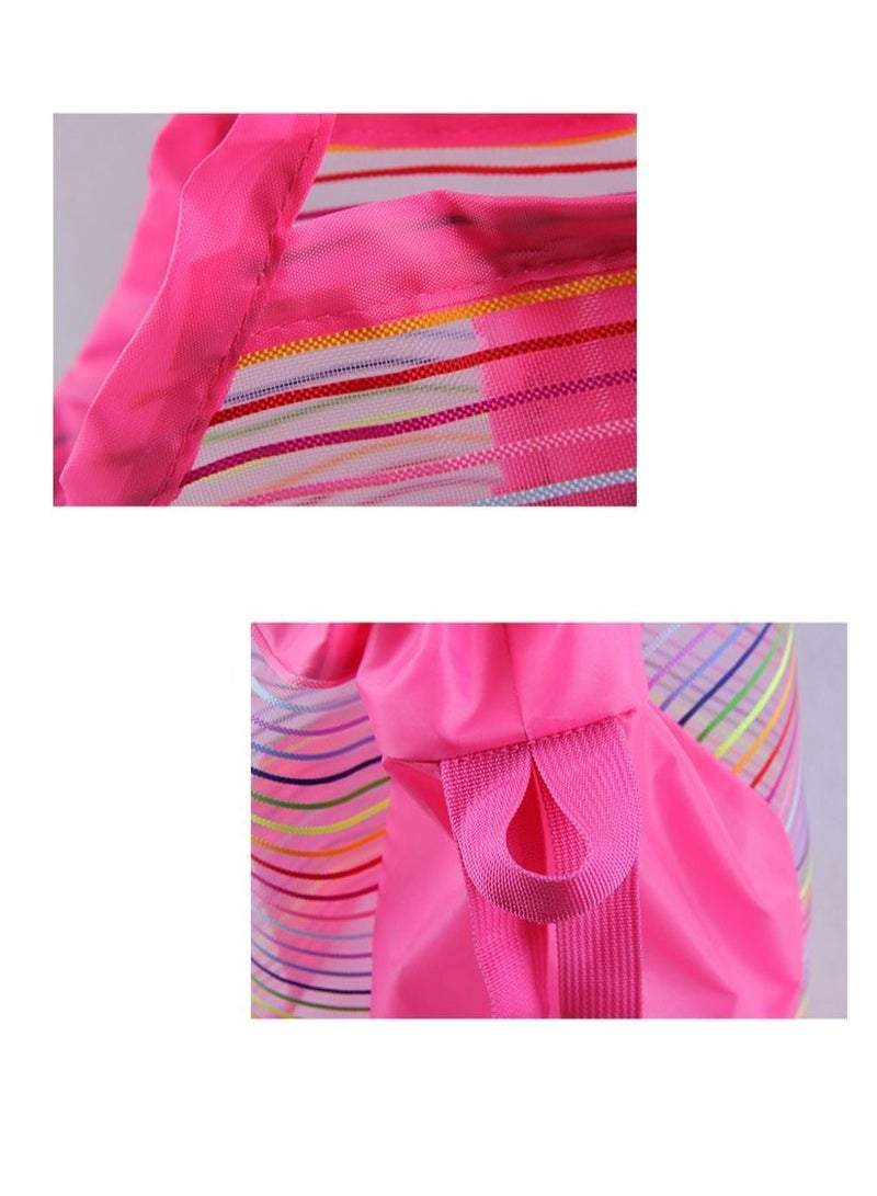 5pcs Beach Tote Bag Beach Toy Storage Bag Beach Shell Bag Kids Beach Bag Mesh Pool Bag Rainbow Mesh Storage Toy Backpack