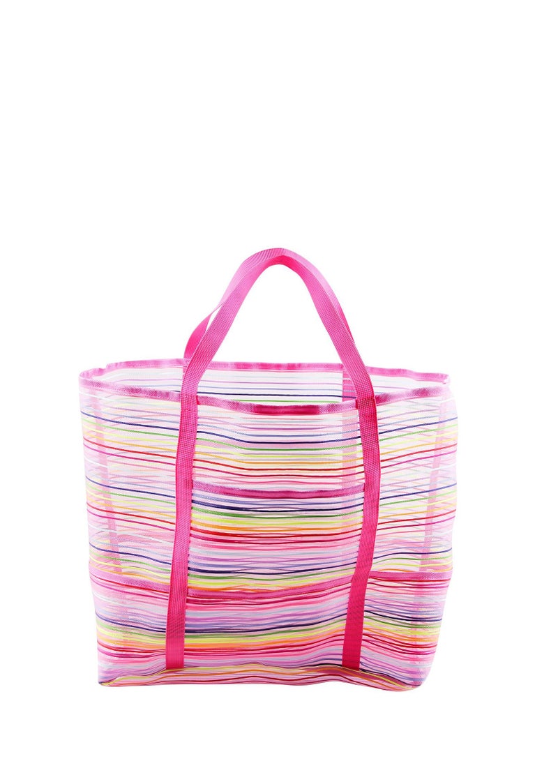 5pcs Beach Tote Bag Beach Toy Storage Bag Beach Shell Bag Kids Beach Bag Mesh Pool Bag Rainbow Mesh Storage Toy Backpack
