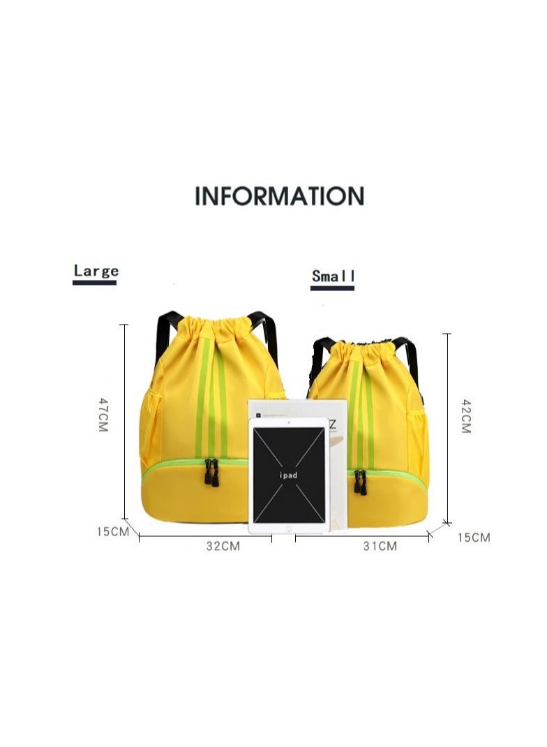 Drawstring Backpack Bag Gym Sack String Men Women Basketball Bundle Pocket Student School Football Storage Large Capacity Fitness Dark Yellow S/L