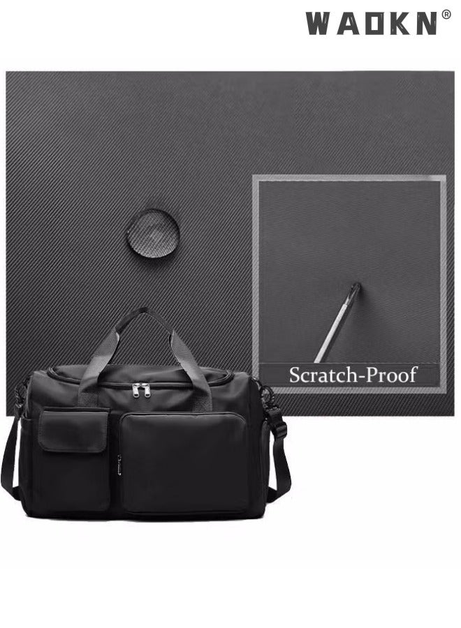 Large Capacity Gym Sacks Waterproof Duffel Bag Gym Duffle Bag, Sports Gym Bag Sports Gym Bag for Men and Women Travel Duffel Bag with Wet Pocket and Shoes Compartment Sports Duffel Bag Black
