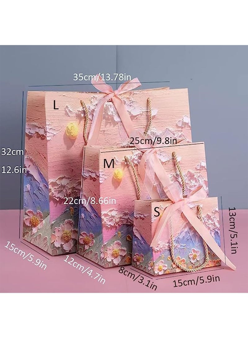 5Pcs Color Gift Bag with Handle for Presents Oil Painting Thick Gift Wrap Paper Bags for any Events