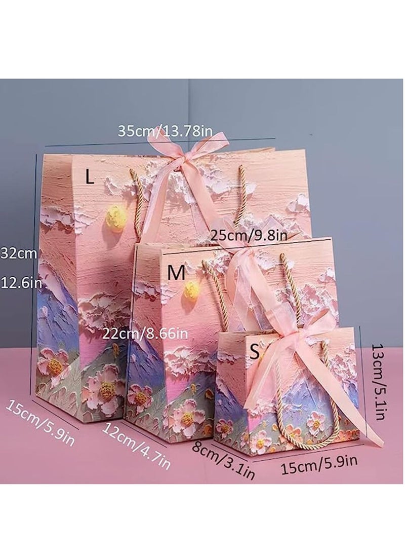 5Pcs Color Gift Bag with Handle for Presents Oil Painting Thick Gift Wrap Paper Bags for any Events