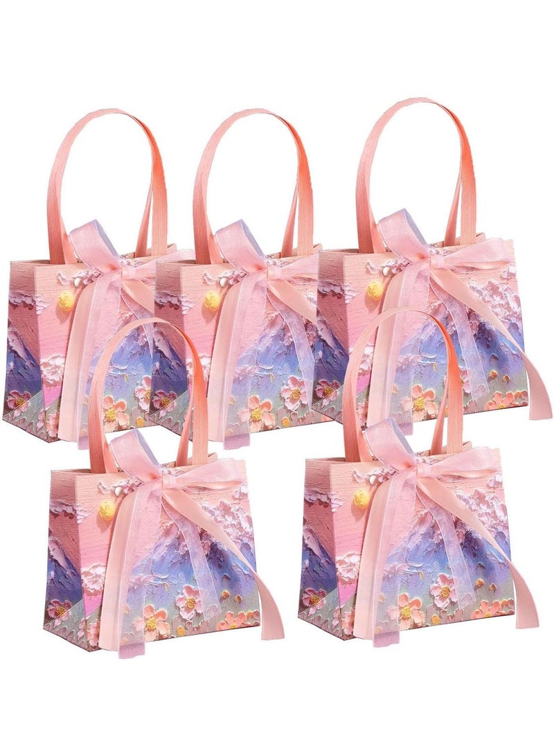 5Pcs Color Gift Bag with Handle for Presents Oil Painting Thick Gift Wrap Paper Bags for any Events