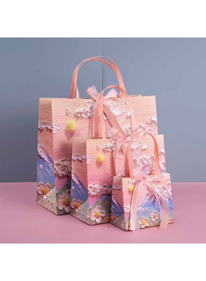 Gift Bag 5 pcs with Handle for Presents Oil Painting Thick Gift Wrap Paper Bags for any Events