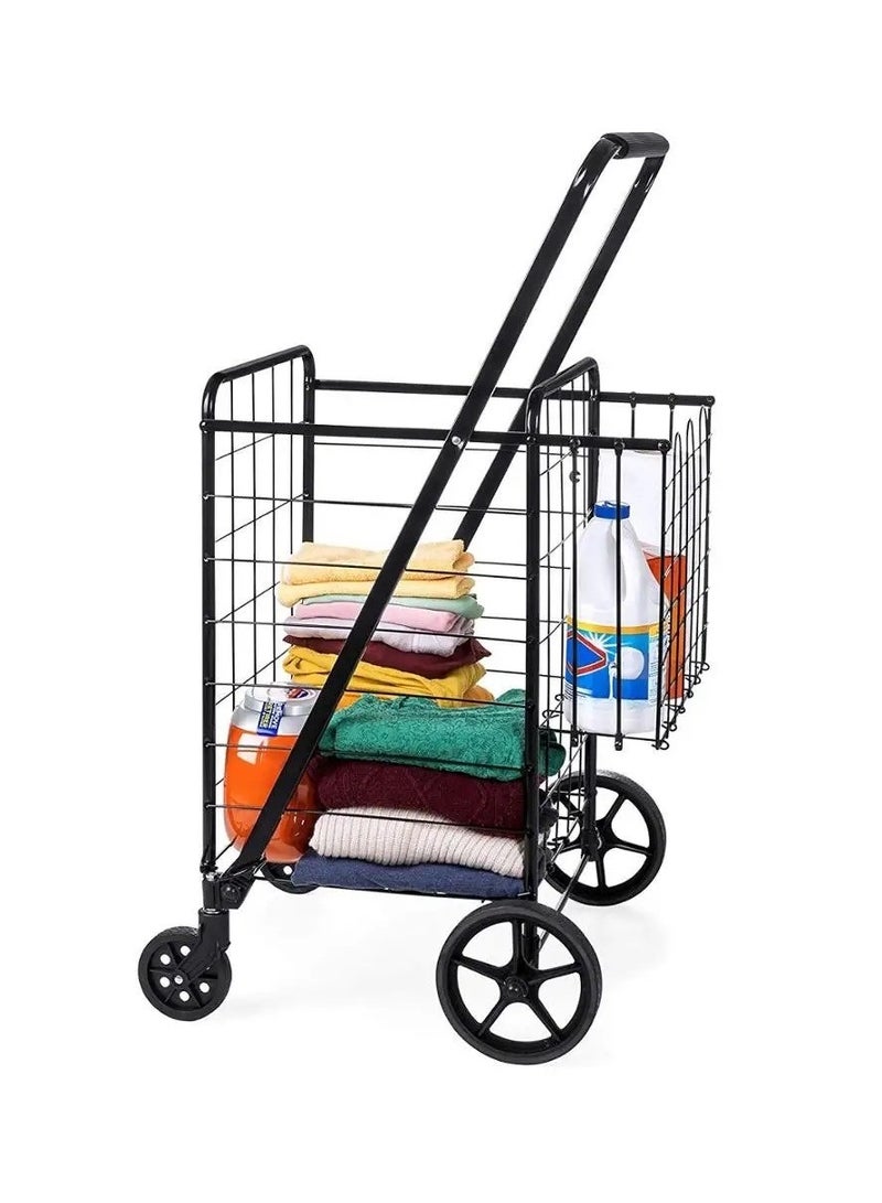 Shopping cart with extra basket.