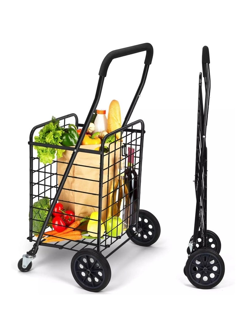 Shopping cart with extra basket.