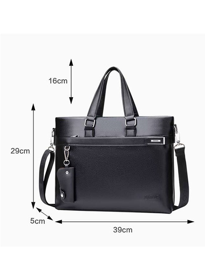 Casual Leather Business Briefcase With Small Key Bag Black