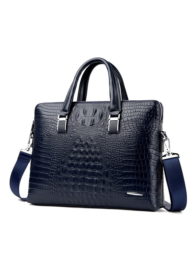 Crocodile Pattern Synthetic Leather Briefcase With Wallet Blue