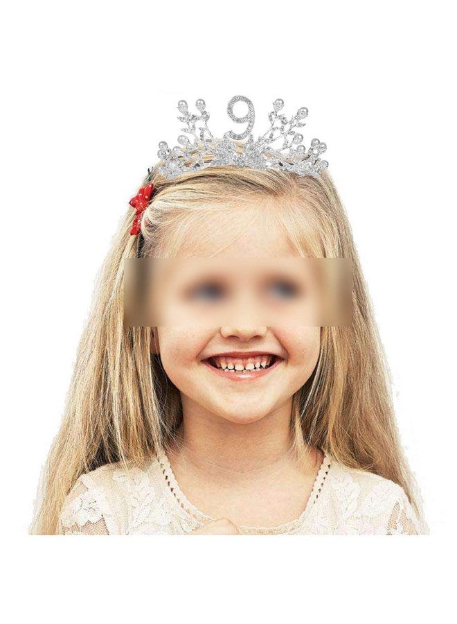 9Th Birthday Sash And Tiara For Girls Fabulous Glitter Sash + Botanic Rhinestone Silver Premium Metal Tiara For Girls 9Th Birthday Gifts For Princess Party