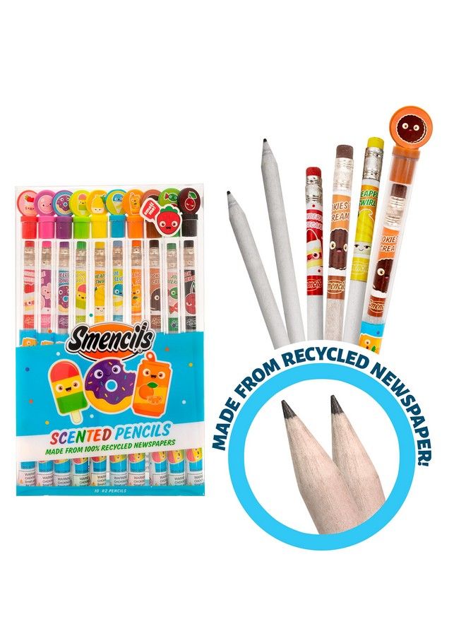 Smencils Scented Graphite Hb 2 Pencils Made From Recycled Newspapers 10 Count Gifts For Kids School Supplies