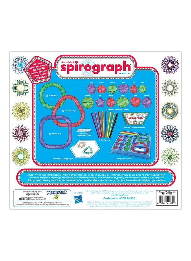 Spirograph Fun Shapes Drawing Art Set Classic Spirograph Gear Play With New Shapes For Ages 8+