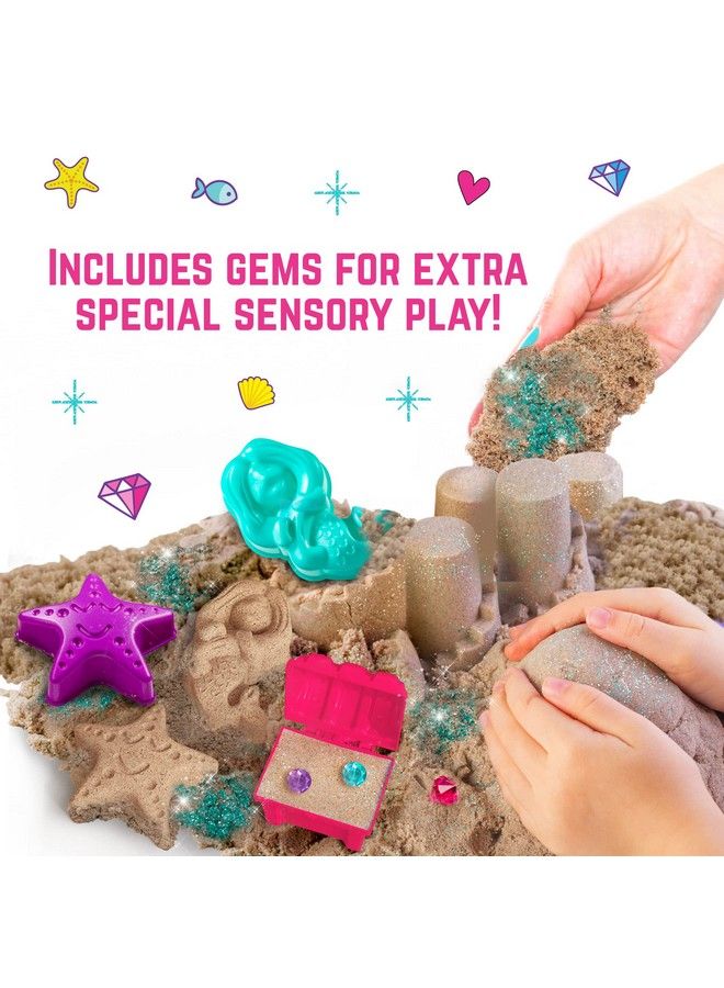 Mermaid Treasures Play Sand Kit 2Lbs Of Magic Sand For Kids Kit With Gems Carry Case And More Kids Toys For Playdates And Great Gift Idea