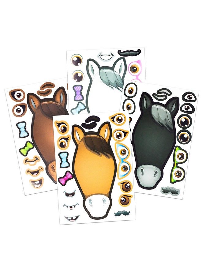 24 Make A Horse Sticker Sheets Includes Brown Black & White/Grey Horses Fun Craft Activity For Children Perfect Party Favors For Horse Petting Zoo & Barn Themed Birthday Parties