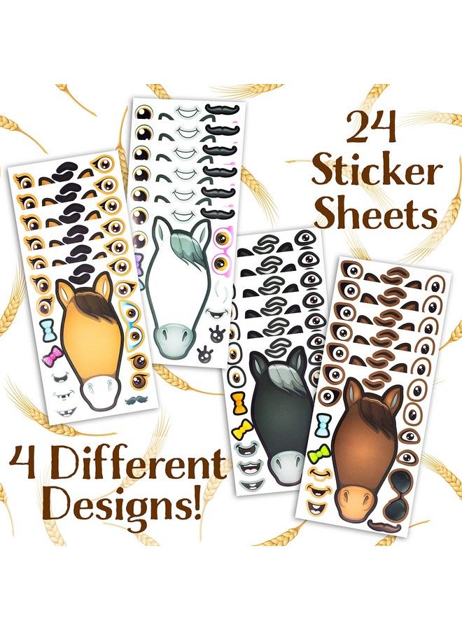 24 Make A Horse Sticker Sheets Includes Brown Black & White/Grey Horses Fun Craft Activity For Children Perfect Party Favors For Horse Petting Zoo & Barn Themed Birthday Parties