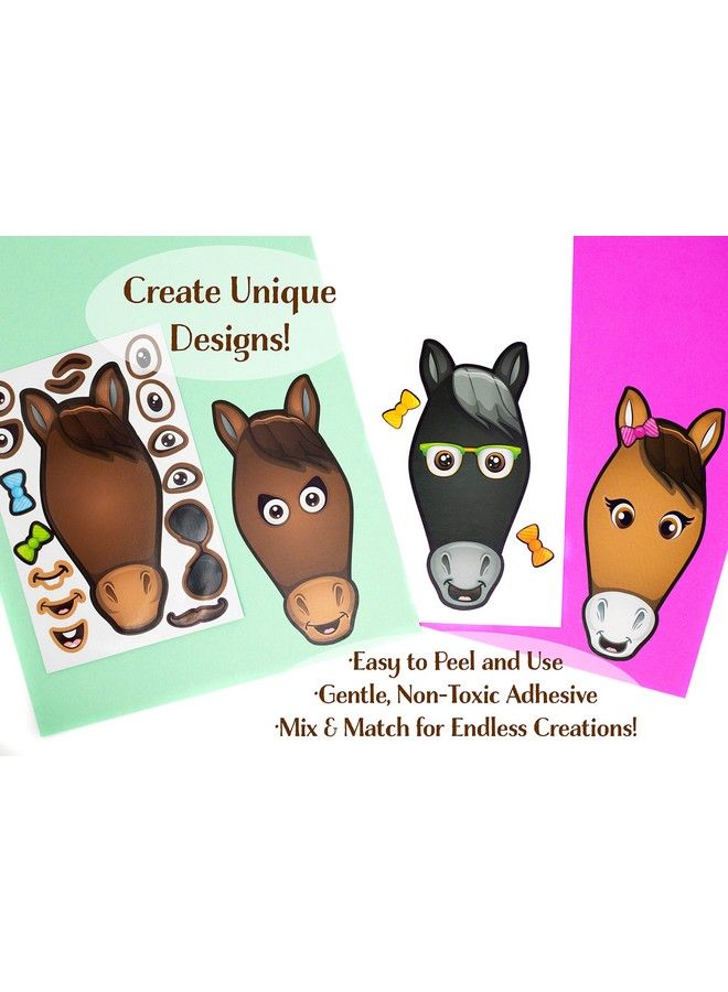 24 Make A Horse Sticker Sheets Includes Brown Black & White/Grey Horses Fun Craft Activity For Children Perfect Party Favors For Horse Petting Zoo & Barn Themed Birthday Parties