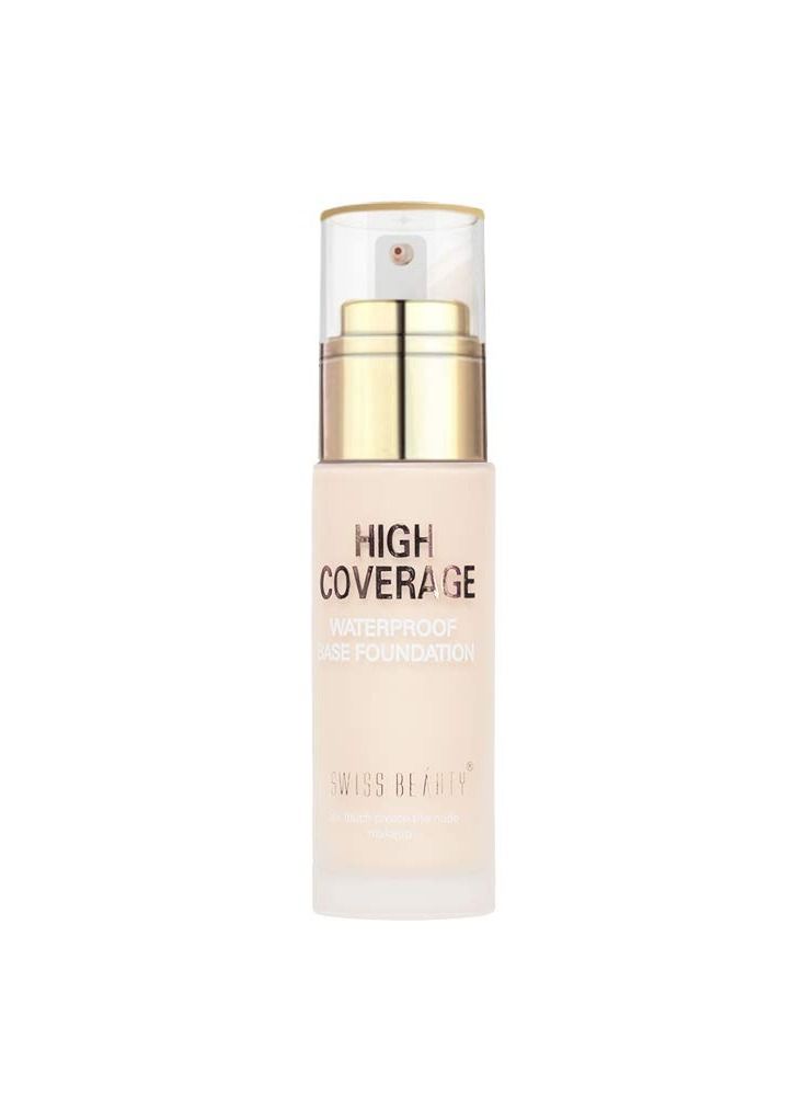 Beauty High Coverage Waterproof Base Foundation with SPF Lightweight Liquid Foundation with Natural Finish| White Ivory 55gm|