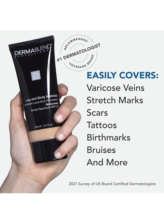 Leg and Body Makeup Foundation with SPF 25, 45N Medium Bronze, 3.4 Fl. Oz.