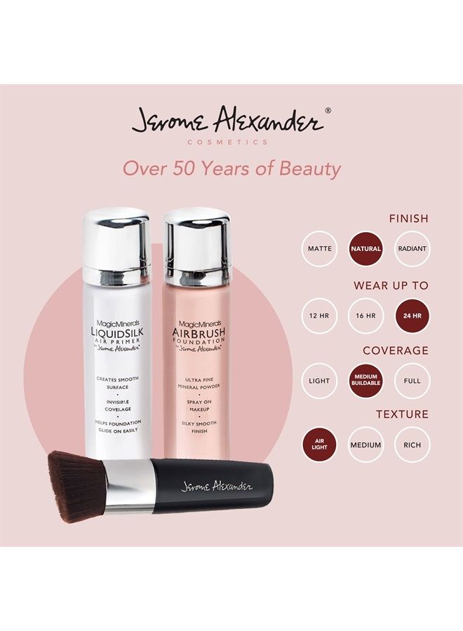 MagicMinerals AirBrush Foundation by Jerome Alexander – 3pc Spray Makeup Set with Anti-aging Ingredients for Smooth Radiant Skin (3 Piece Set, Medium)