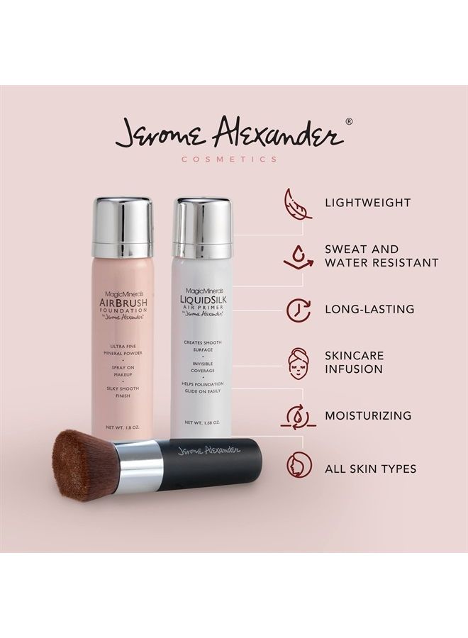 MagicMinerals AirBrush Foundation by Jerome Alexander – 3pc Spray Makeup Set with Anti-aging Ingredients for Smooth Radiant Skin (3 Piece Set, Medium)