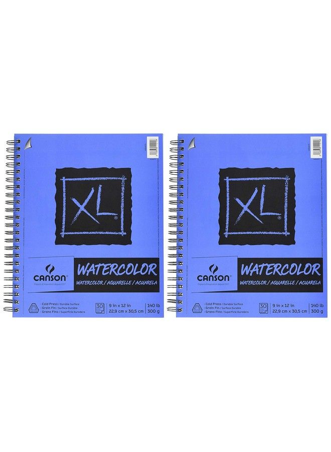 2 Pack Bundle Canson Xl Series Watercolor Paper 9 X 12 Inch Textured Cold Press Side Wire Bound 140 Pound 30 Sheets Each