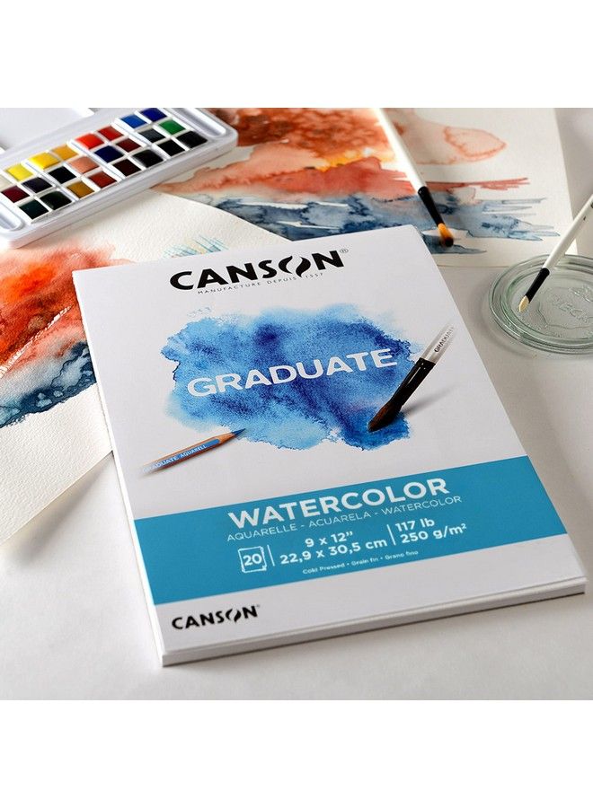 Graduate Watercolor Pad Foldover 9X12 Inch 20 Sheets ; Artist Paper For Adults And Students Painting Gouache Mixed Media And Ink