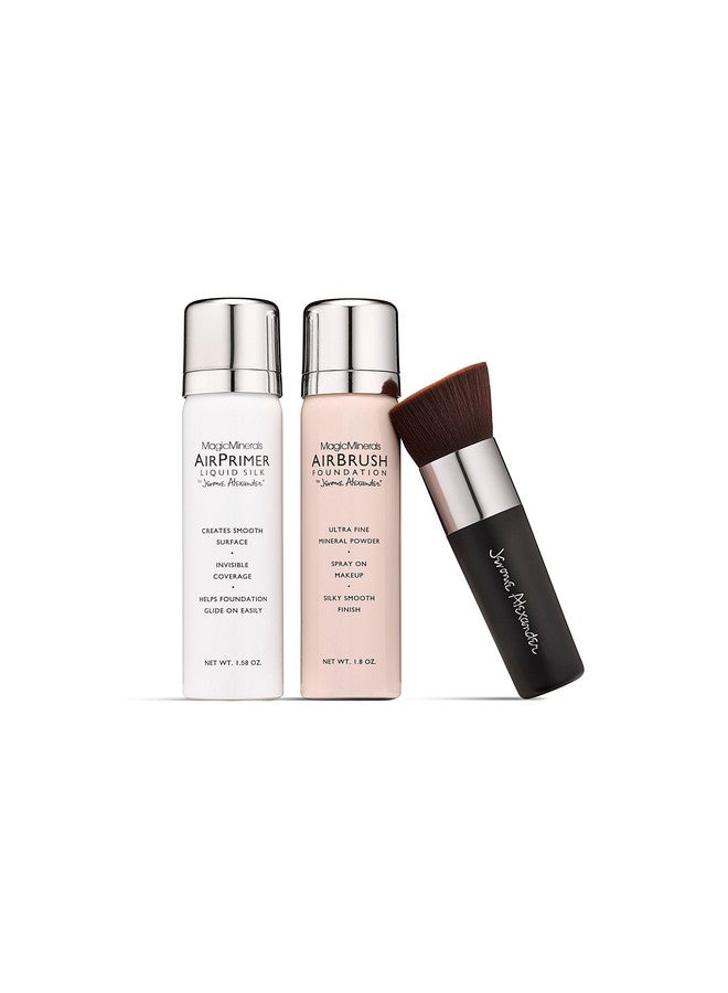 Magicminerals Airbrush Foundation By Jerome Alexander 3Pc Spray Makeup Set With Anti Aging Ingredients For Smooth Radiant Skin (3 Piece Set Light)