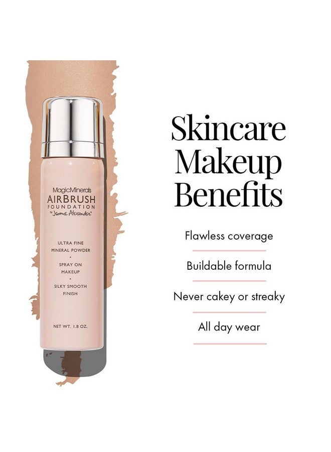 Magicminerals Airbrush Foundation Spray Makeup With Skincare Active Ingredients Ultra Light Buildable Full Coverage Formula (Light Medium)