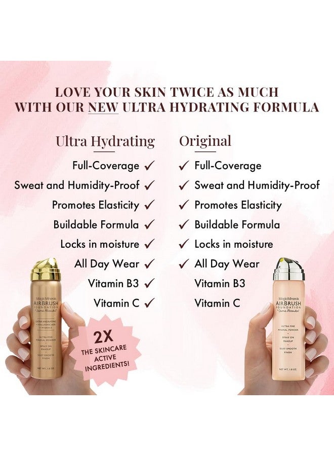 Airbrush Foundation Ultra Hydrating Spray Foundation Makeup With 2X The Active Ingredients Ultralight Buildable Full Coverage Formula (Light Medium)