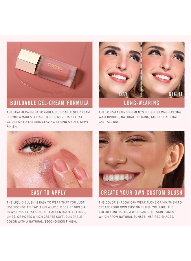 Soft Cream Blush Makeup, Liquid Blush for Cheeks, Weightless, Long-Wearing, Smudge Proof, Natural-Looking, Dewy Finish