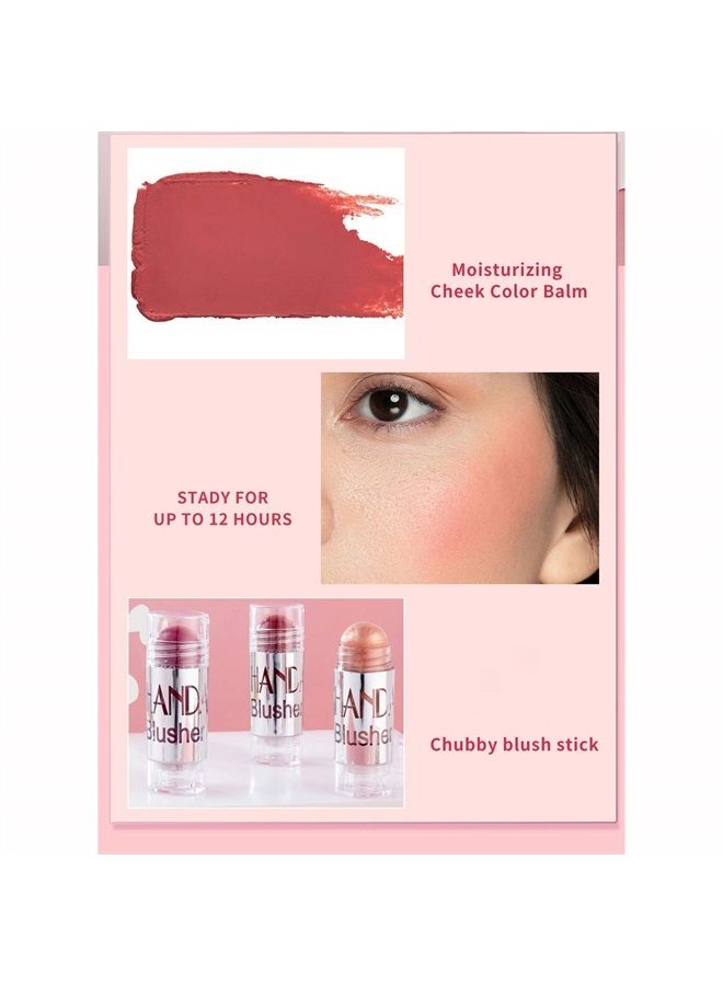 Multi Sticks Set, Cream Contour Stick Blush Stick for Cheeks, Eyes and Lips Highlighter Makeup Sticks for All Skin, Natural Makeup Waterproof Long Lasting(Set 02)