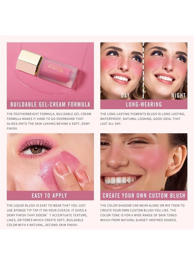 Soft Cream Blush Makeup, Liquid Blush for Cheeks, Weightless, Long-Wearing, Smudge Proof, Natural-Looking, Dewy Finish