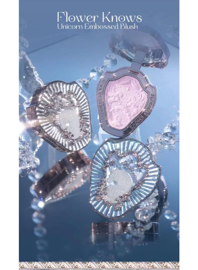 Unicorn Series Embossed Blush Natural Cheek Makeup 5g 01 Snowy Pearl