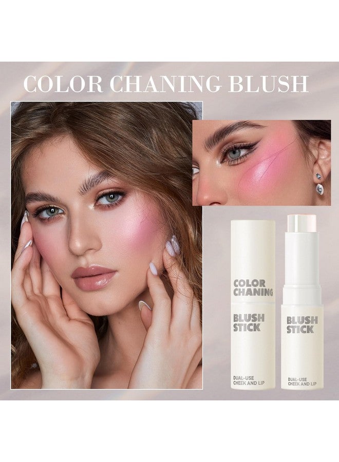 Color Changing Blush Stick For Cheeks Makeup Clear Blush Ph Temperature Changing Pink Cream Blusher Magic Waterproof Face Blush Stick Natural Lightweight Multiuse Lips And Cheek Tint