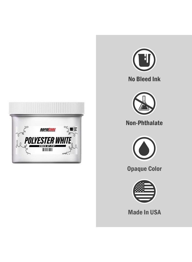 Polyester White (8Oz.) Plastisol Ink For Screen Printing Fabric Low Temperature Curing Plastisol By Screen Print Direct Fast Cure Ink For Silk