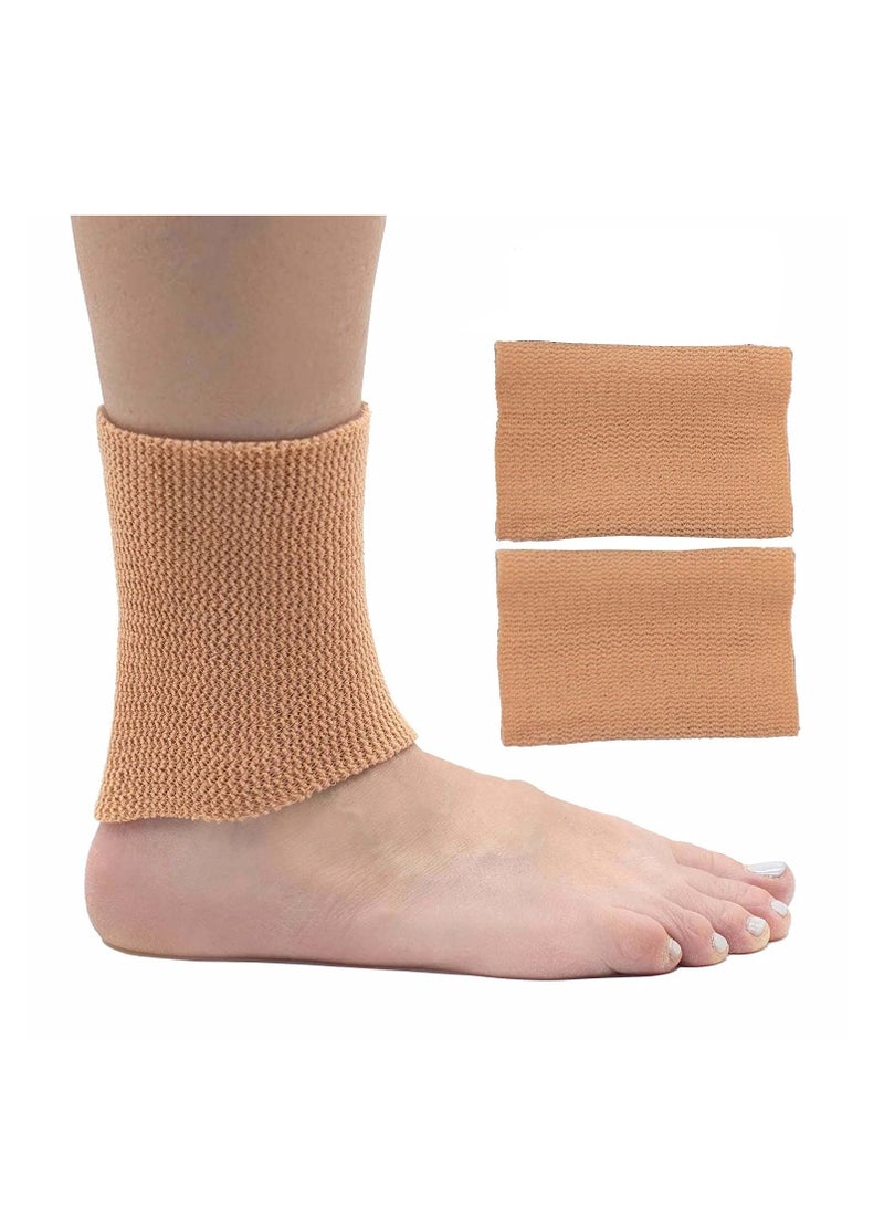 Ankle Gel Sleeves - Padded Skate Socks Ankle Protection Figure Skating, Hockey, Roller, Inline, Riding, Ski or Equestrian Tall Boots Tan, 2 Ankle Gel Sleeves