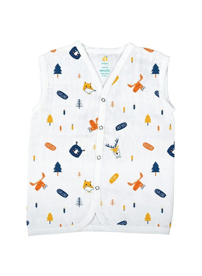 Button Type 100% Organic Muslin Jhabla (Medium (36 Months) Multicolor 1)