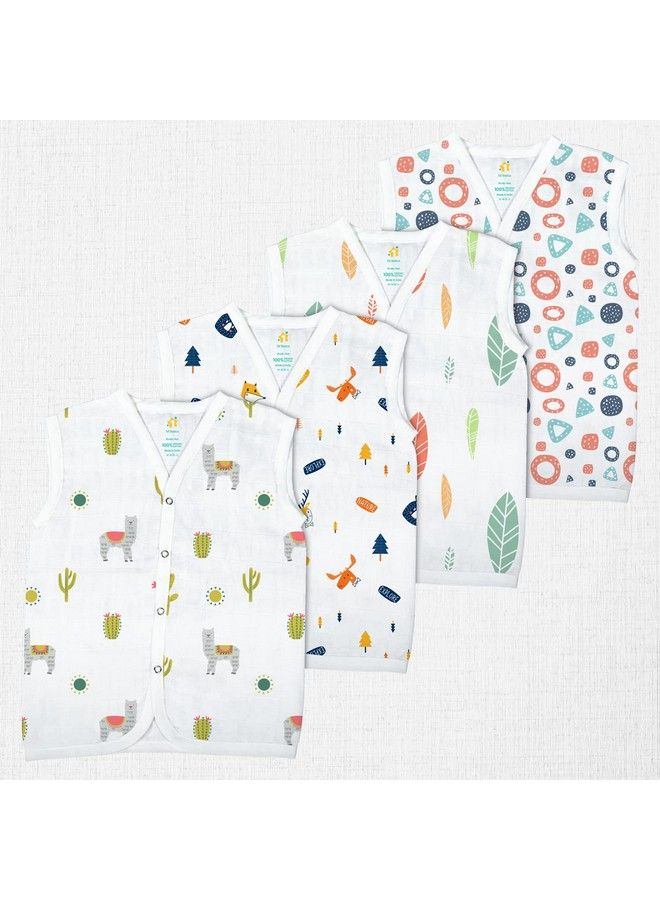 Button Type 100% Organic Muslin Jhabla (Medium (36 Months) Multicolor 1)