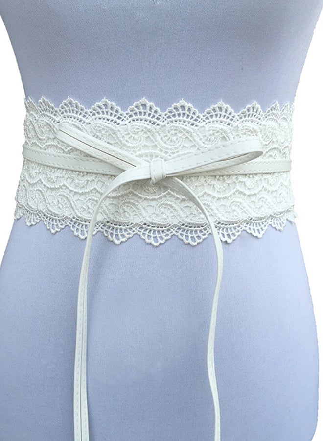 Self Knot Tie Up Cinch Waist Belt White