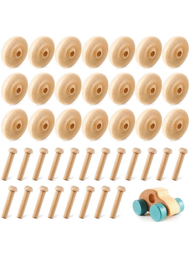 36 Pack Wooden Wheels Toys Wooden Wheels For Crafts Toys Wooden Craft Wheels Wooden Mini Wheels With Axle Pegs For Crafts Diy Toy Cars Painting Colors Wood Working Pegboards (1.5 Inches Diameter)