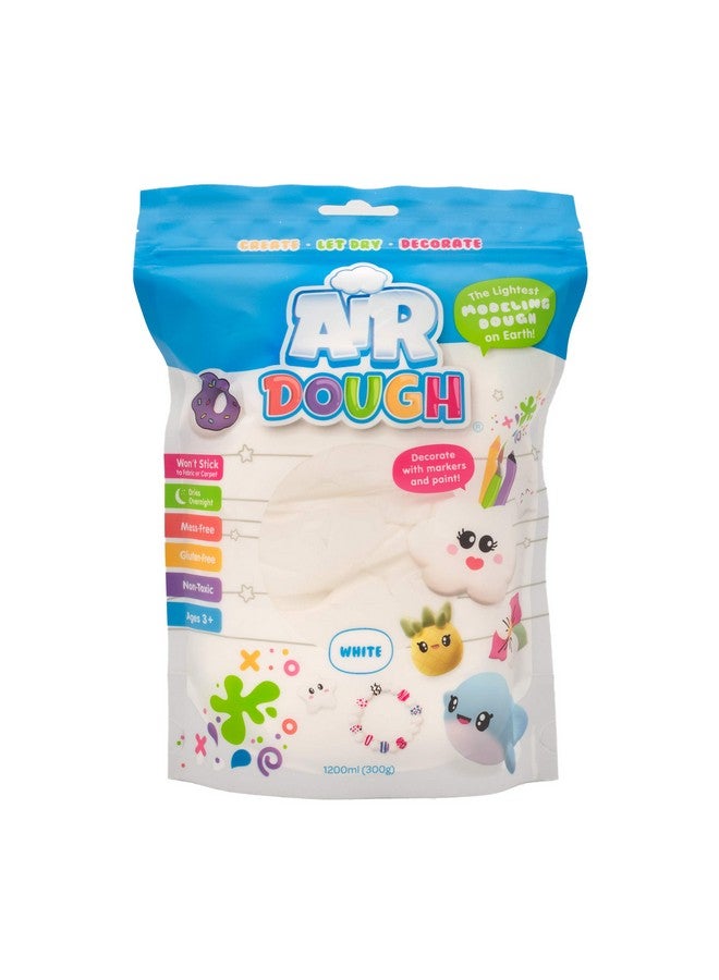 Air Dough White Air Dry Ultra Light Nontoxic Modeling Clay In A Resealable Bag Including Tutorial Videos (Educational Create & Decorate Diy Kids Gifts Arts & Crafts For Boys & Girls)