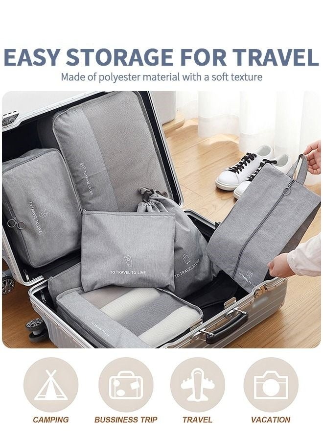 Travel Organizer,8 Pcs Luggage Organizer Packing Cubes Set For Travel Luggage,Travel Essential Organizer Grey