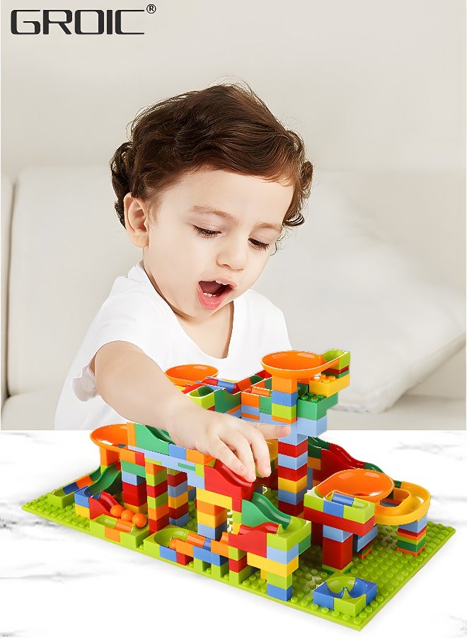 Marble Run Building Blocks, 330 PCS Classic Big Blocks STEM Toy Bricks Set Kids Race Track Compatible with Bulk Bricks Set for Boys Girls Toddler