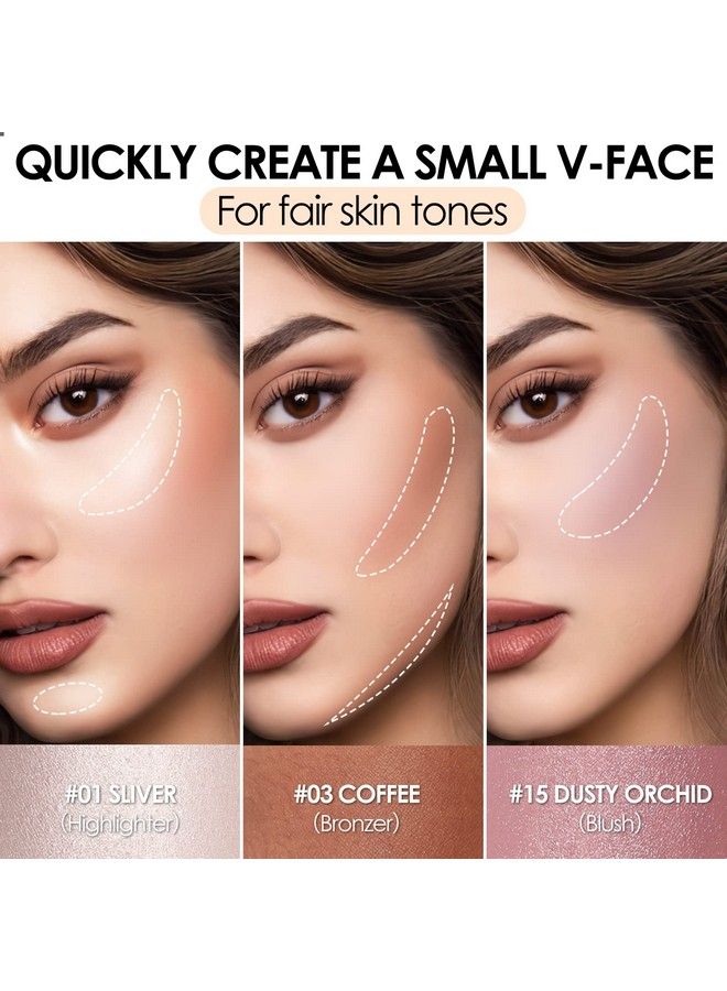 3 Pcs Cream Contour Sticksshades With Highlighter & Bronzer & Blushnongreasy And Waterresistant Face Contouring Peneasy To Sculpt The Face And Create A Lightweight Finishing Makeupuniversal