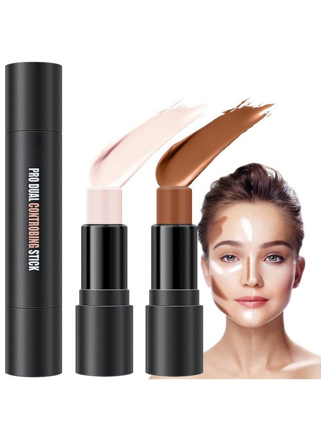 2In1 Cream Contour Stick Palette Contouring Concealer Sticks Makeup Face Cream Kit For Beginners Creamy Contour And Highlight Stick Contorno Base De Maquillaje Para Mujer En Oferta 01 Ivory & Brown