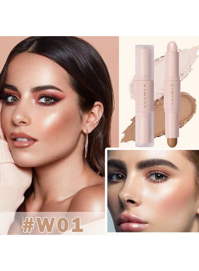 2 Color Cream Contour Stickcream Bronzer Highlighter Makeup Stickvelvet Texture Soft And Smooth Long Lasting Waterproof Contour Stick For Women Girls Light