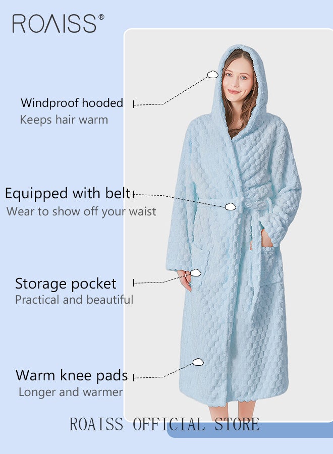 2 Piece Bath Set for Women and Men Thicken Absorbent Bathrobe and Bath Towel in Cloud Pattern Coral Fleece Sleepwear Autumn Winter Ladies Lightweight Soft Non Shedding Robe with Hood